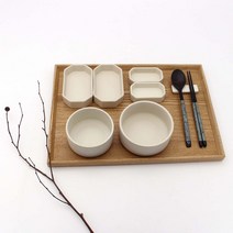 달소금 도자기 혼밥 그릇 세트 8p, 크림화이트, 식기 5종