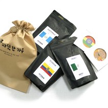 베테랑 원두커피 240g x 3종 세트 E 일반용 + 강뉴부대 컵받침, 홀빈