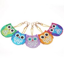 블링블링 보석십자수 DIY 열쇠고리 5종 세트, 오색부엉이, 1세트