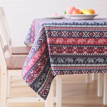 알럽홈 에스닉 패턴 정사각형 식탁보, 레드, 120 x 120 cm