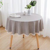 알럽홈 무지 코튼 레이스 원형 식탁보, 그레이, 100cm