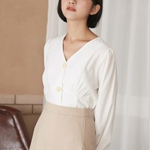 공블리 V넥 핀턱 블라우스 CSB1109