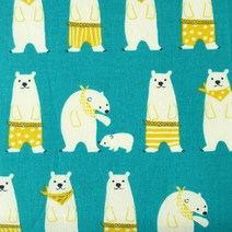 면 20수 귀여운 패턴 원단 곰, 블루