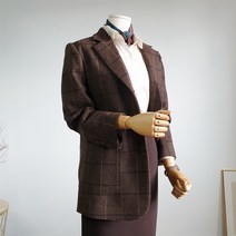 끌레느모네 여성용 헤링본 울 체크 자켓