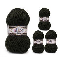 마마니트 슈퍼라나 메가필 털실 4p, 241 카키, 55m