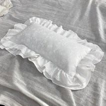 쁘띠 넝쿨 이중 프릴 메밀 베개 커버, 화이트