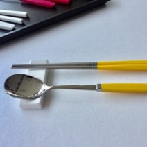 컬러 진공 옐로우 수저세트, 1세트, 숟가락 + 젓가락