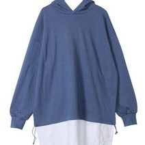 여성용 제로뉴 오버핏 배색 스트링 후드티셔츠 T6344K12
