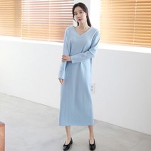 세이스타일 로샤 긴팔 V넥 루즈핏 원피스