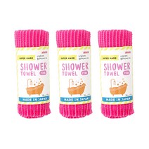아이센 29000 슈퍼 하드 샤워타올, 핑크, 3개, 1개입