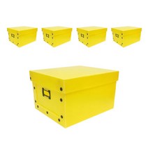 바른산업 이사박스 정리함 B형 박스 5p + 나사 단추 100p, 옐로우(박스), 나사 단추(화이트), 1세트