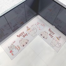 푸푸마켓 시우리빙 일러스트 주방 발매트 2종 세트, D