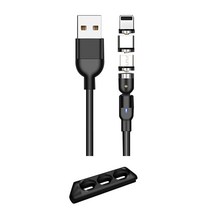 코끼리리빙 3in1 마그네틱 고속충전 케이블 PYA-1210 2m, 블랙, 1개