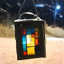 나스카피 LED 테이블 무드등 캔들 홀더 스테인글래스, 블랙