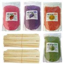 맛깔 솜사탕재료 B형 맛깔슈가 4종 x 1kg + 나무스틱 400p 세트, 1세트