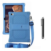 태블릿PC 컬러 하우징 범퍼 케이스 + 스트랩 + 터치펜 세트, BLUE