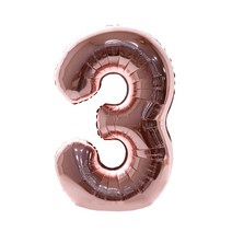 생일파티 4종 세트 숫자 3, 로즈골드, 1세트