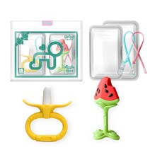 앙쥬 치아발육기 2종 세트, 바나나, 3D 수박(치발기), 랜덤발송(클립)