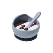 코아코아 이유식 흡착볼 + 스푼 세트, 포크블루