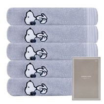 송월타월 스누피 베이직 세면수건 5p + 케이스 5p, 연회색, 5개