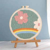 생활의지혜 펀치니들 자수 DIY 키트 + 고급형 바늘, 1세트, 10 꽃무지개