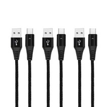 베리어 LED C타입 고속충전 케이블 3p, 블랙, 1.2m, 3개