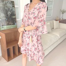 아뗄릭 로즈 플라워 허리밴딩 쉬폰 미니 원피스 00004
