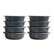 전자렌지용 원형 냉장냉동 밥보관 용기 그레이 450ml, 8개, 용기 + 뚜껑