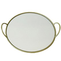 더줌커머스 황동 원형 손잡이 거울 트레이