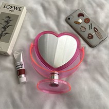 하리코 투명아크릴 하트 탁상 거울, 핑크