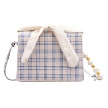 쿠터 스카프 체크 스퀘어 체인 미니 크로스백