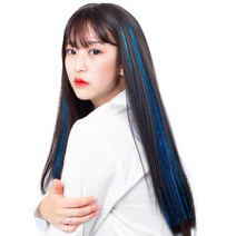가발위드 똑딱핀 반짝이 붙임머리 브릿지, 블루, 3개
