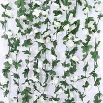 브릴리홈 조화 장미 덩굴 벽장식소품 45p, 화이트