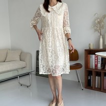 메이첼 여성용 루즈핏 빅카라 레이스 고퀄리티 미디 원피스 00151