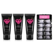 고고블랑 네일연장 폴리젤 45ml 세트, 폴리젤 클리어핑크 + 화이트 2p + 연장팁 스틸레토 100p + 구성품 3종, 1세트