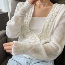 페이퍼먼츠 여성용 꽈배기 깊은 브이넥 부드러운 가디건 00625