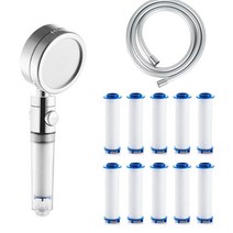 수텔라 360도 회전 온오프 마사지 필터 샤워기 + 필터 10p + 꼬임방지 튜브형 샤워호스 2m 세트, 1세트