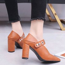 여성용 펀칭 미들굽 구두