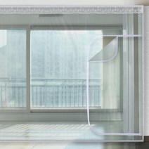 다샵 베란다형 지퍼식 방풍비닐 바람막이 에어캡 350 x 250 cm + 찍찍이테이프 12p, 1세트