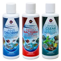 UPAqua 안티 클로린 물갈이약 300ml + 니트로 박테리아 부스터 300ml + 크리스탈 클리어 수질청정제 300ml 세트, 1세트