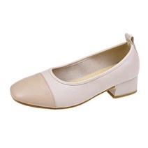 더나은날 여성용 앞코 배색 동글 로우힐 구두 3.5cm YT_RI047