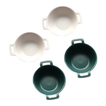 볼 플레이트 2종 x 2p 식기 세트, 베이지, 그린, 1세트