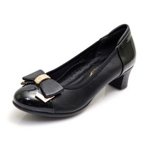 트리샤 가죽 애나맬 큐빅리본 펌프스 BKHB 540