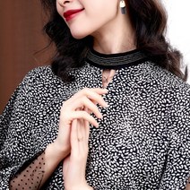 아뗄릭 실크나염 큐빅 넥 고급 블라우스 00414