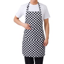 지선 식당 주방 트렌디 앞치마, 02 블랙 앤 화이트 그리드 걸이 넥, 1개