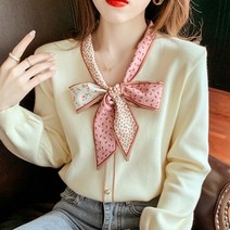 메이첼 플라워 스카프넥 니트 블라우스 00305