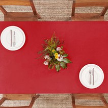 지베아 가죽 방수 캠핑 감성 예쁜 식탁보, 와인레드 + 블랙, 160 x 90cm