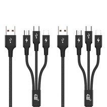 포유 3 in 1 멀티 고속 충전 케이블, 1m, 블랙, 2개