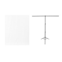 대한몰 크로마키 촬영용 폴리 배경천 150 x 200 cm + T자 거치대 230cm 세트, 1세트, KIT-PL-TM(화이트)