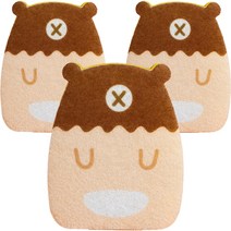 퀵살림 가정용 캐릭터 설거지 스펀지 수세미 02 이봐 곰, 1개, 3개입